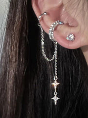 Shiny Star Pendant Chain Link Cuff Earring