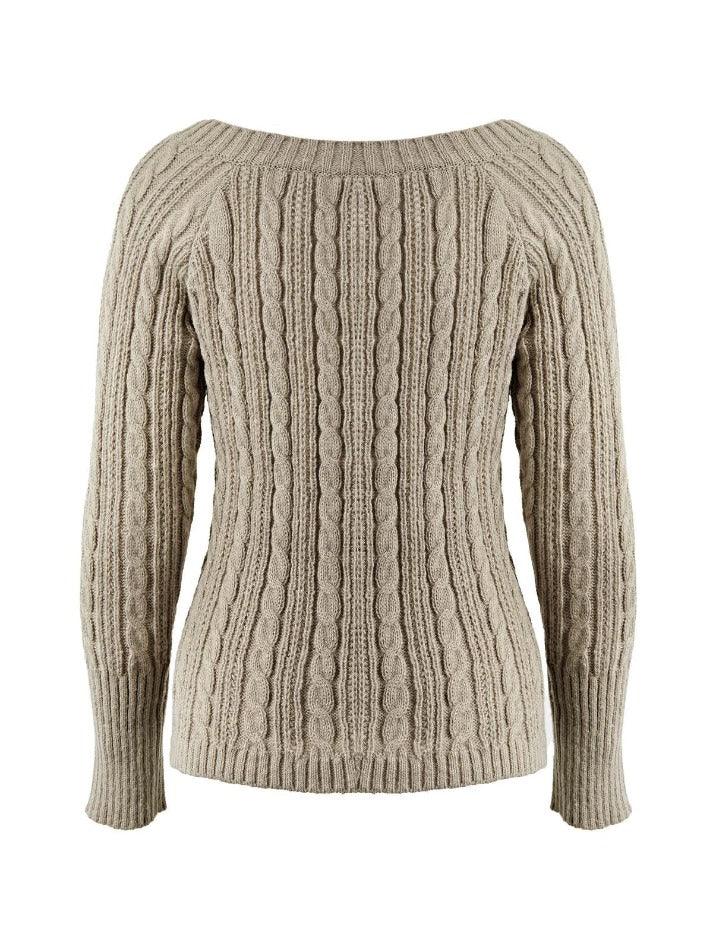 Button Front Cable Knit Top