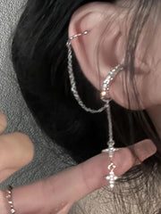 Shiny Star Pendant Chain Link Cuff Earring
