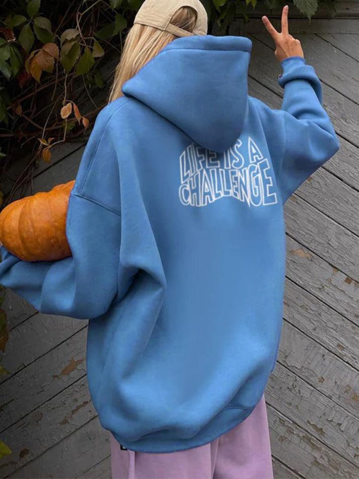 Simple Embroidery Print Oversized Hoodie