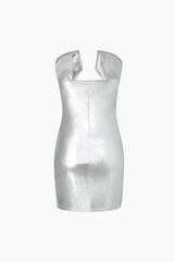Metallic Leather Strapless Mini Dress
