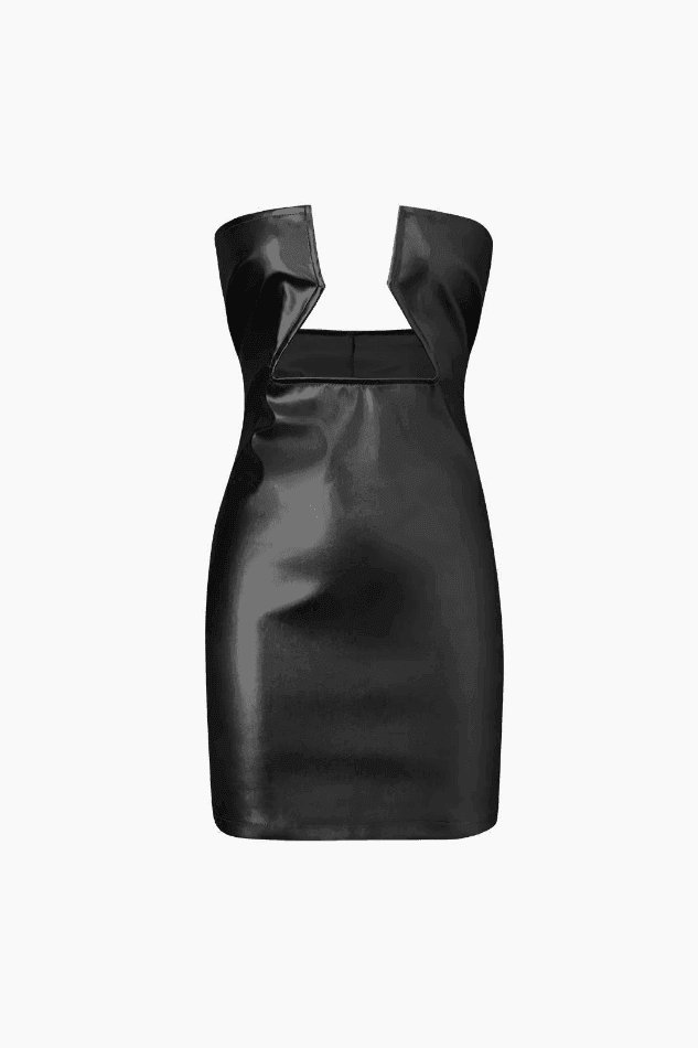 Metallic Leather Strapless Mini Dress