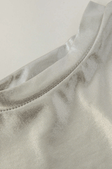 Metallic Short Sleeve Crop Top