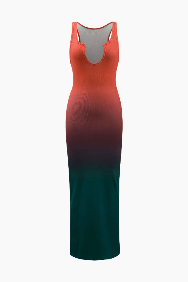 Ombre Ribbed Sleeveless Midi Dress