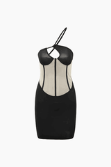 One Shoulder Cut Out Corset Mini Dress
