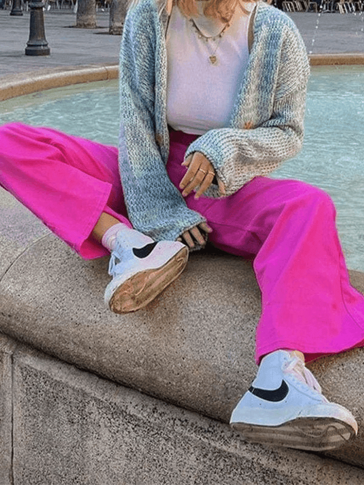 Pink Casual Relaxed Boyfriend Jeans