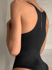 Plunge V Neck Sleeveless Bodysuit