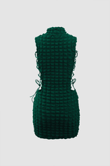 Popcorn Textured Tie Side Mini Dress