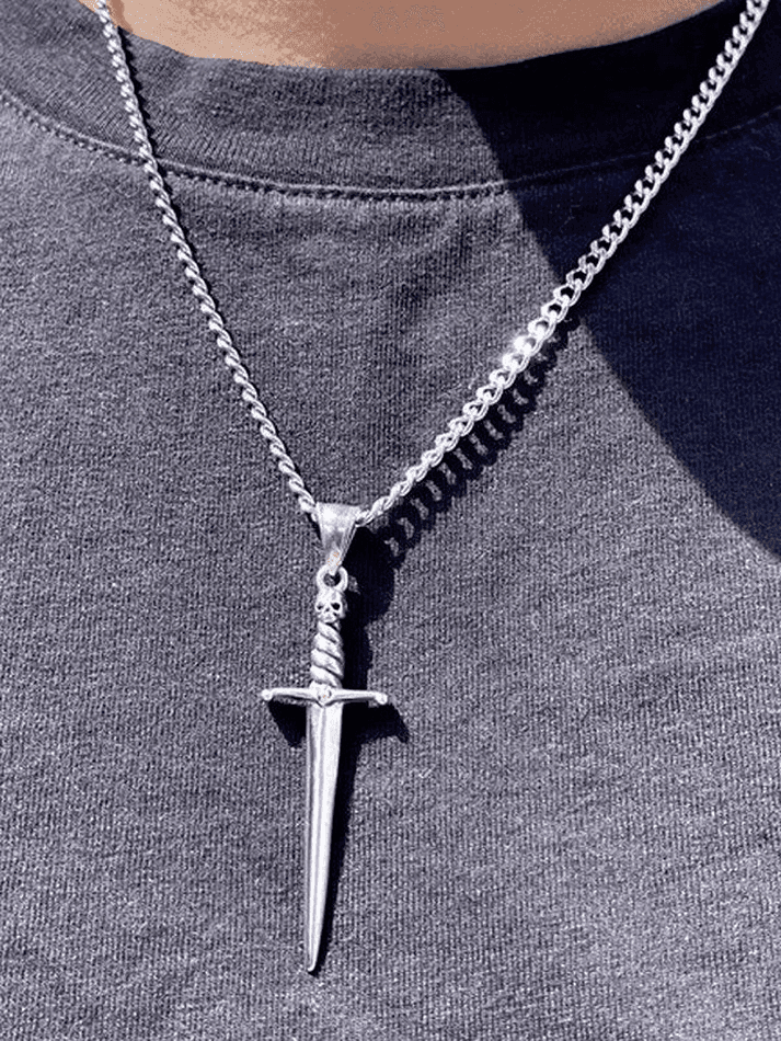 Punk Skeleton Dagger Pendant Necklace
