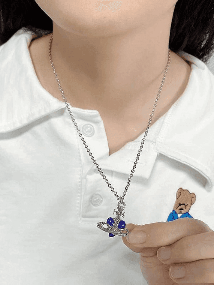 Rhinestone Cross Heart Pendant Necklace