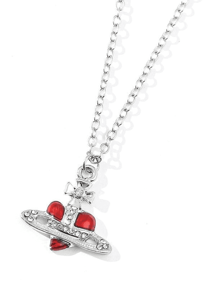 Rhinestone Cross Heart Pendant Necklace