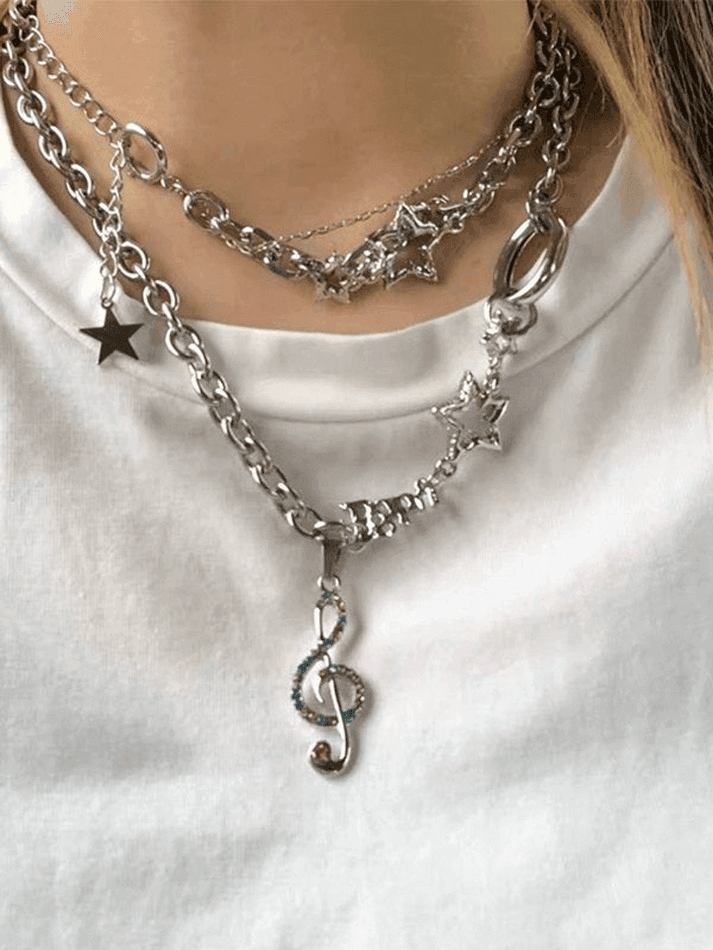 Rhinestone Decor Charm Necklace