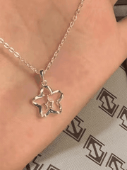 Silver Hollow Out Star Charm Necklace