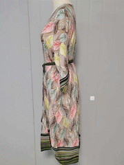 Printed Multicolor Polyester Long Length Gown Kimono Duster Robe