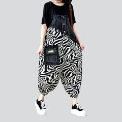 Zabra print denim jumpsuit for women