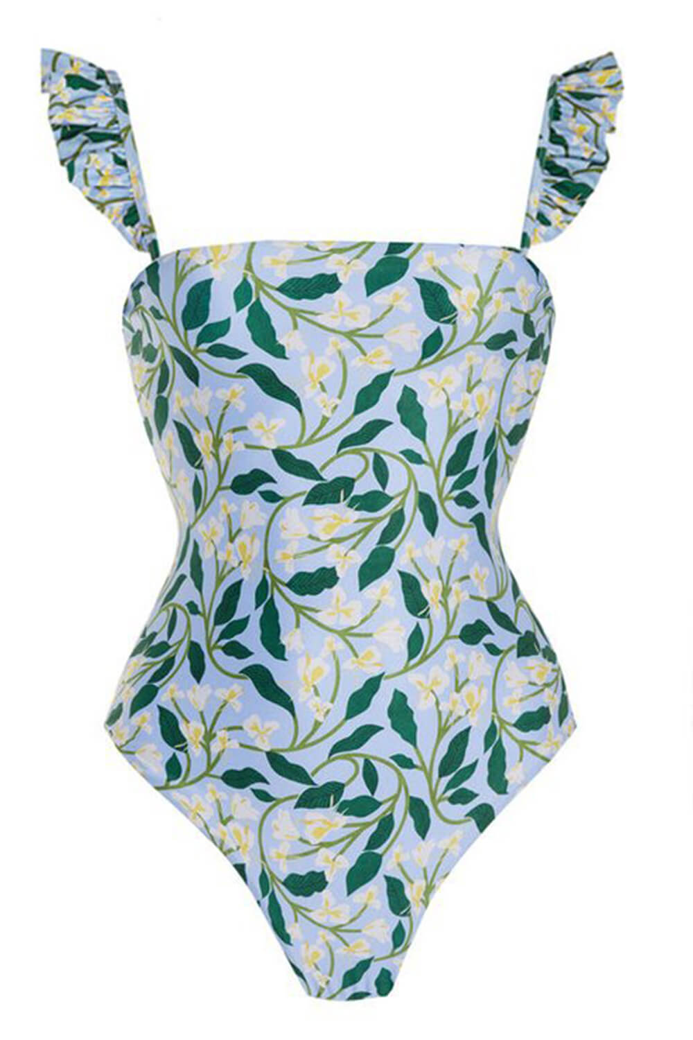 Floral Print Ruffle-Trimmed One Piece Swimsuit