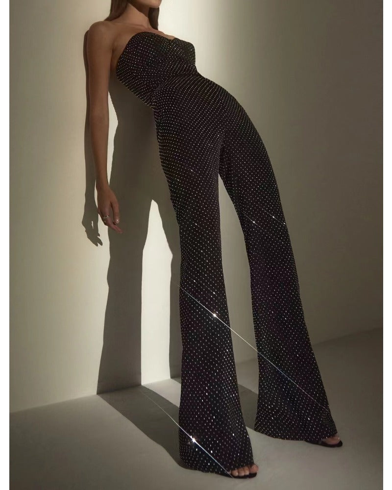 strapless glitter jumpsuit pants