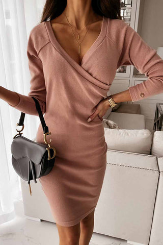 Florcoo V-Neck Sexy Mocha Slim Fit Mini Dress(3 colors)