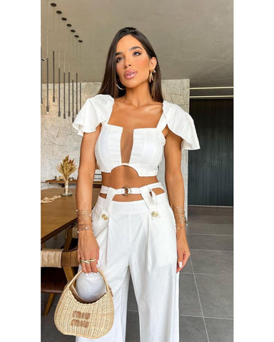 deep V irregular jumpsuit