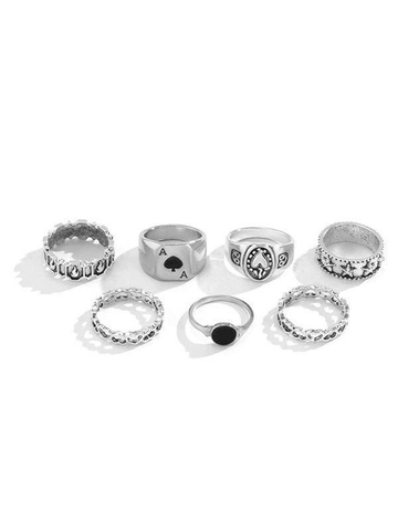 7Pcs Punk Poker Ring