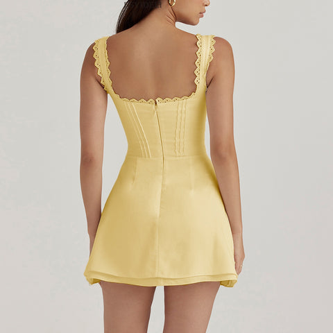 Tilly yellow Pin Tuck Mini Dress