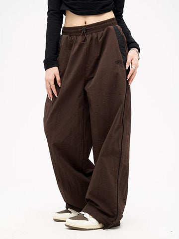 Contrast Piping Black Baggy Sweatpants