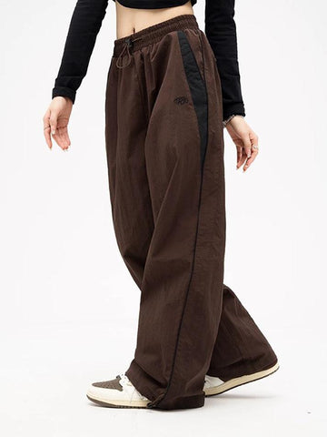 Contrast Piping Black Baggy Sweatpants