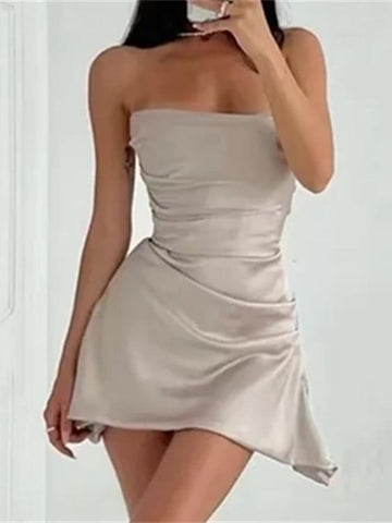 Strapless Satin Mini A-Line Dress