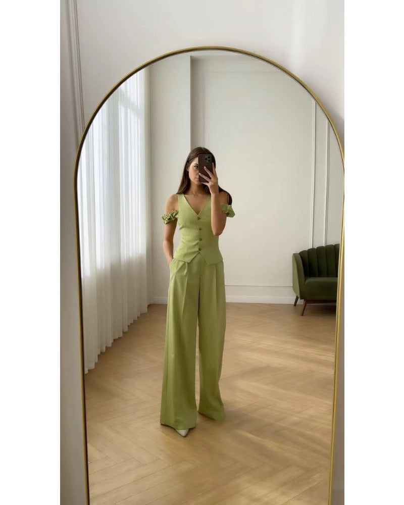 deep V professional jumpsuit