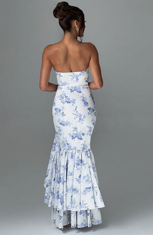 Angelina Maxi Dress - Blue Floral Print