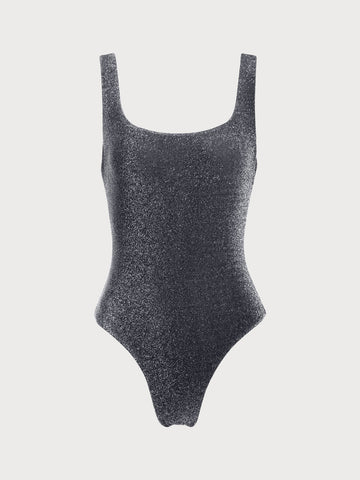 Black Lurex No Padding One-Piece Swimsuit