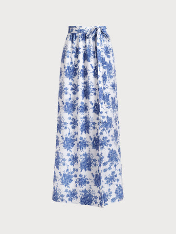 Blue Floral Cover-up Skirt