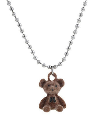 Cartoon Bear Pendant Beads Long Necklace