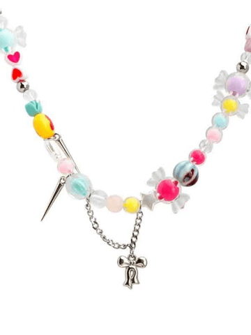 Colorful Sugar Bead Pendant Necklace