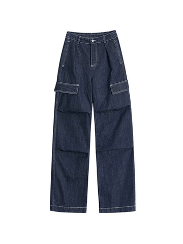 Dark Wash Baggy Cargo Jeans