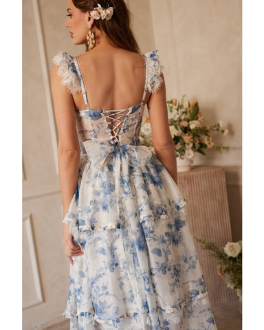 print drawstring cake dress