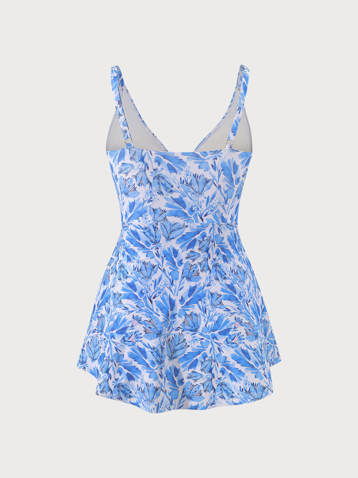 Blue Floral Wrap Plus Size Tankini Swimsuit