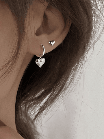 Irregular Heart Pendant Hoop Earring