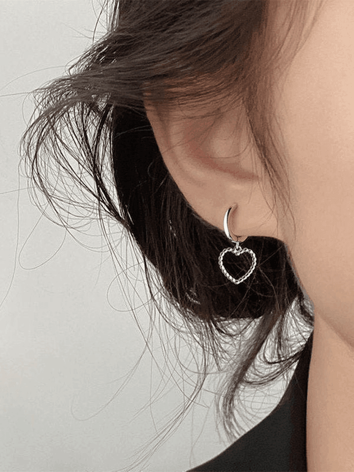 Irregular Heart Pendant Hoop Earring