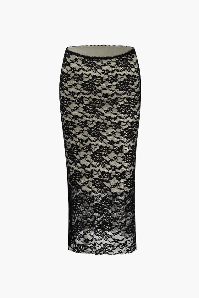 Lace Cami Top And Bodycon Midi Skirt Set