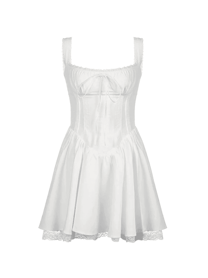 Lace Panel Pleated Dress