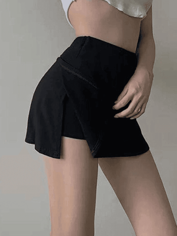 Lined Split Tennis Mini Skirt