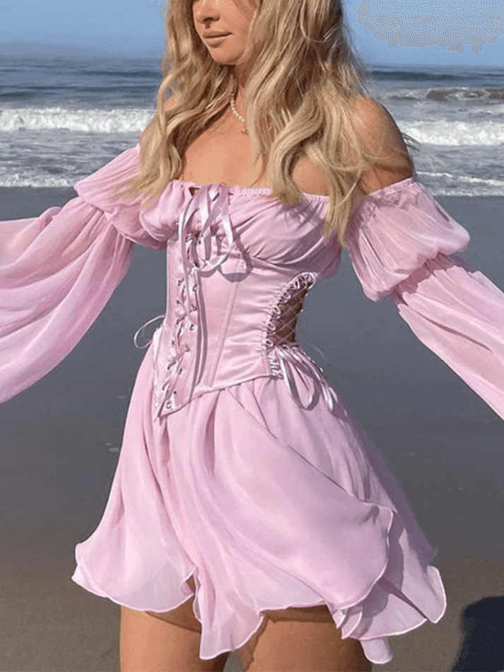 Long Sleeve Corset Mini Dress