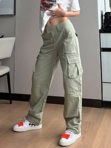 Low Waist Baggy Parachute Cargo Pants