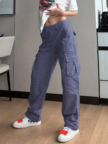 Low Waist Baggy Parachute Cargo Pants