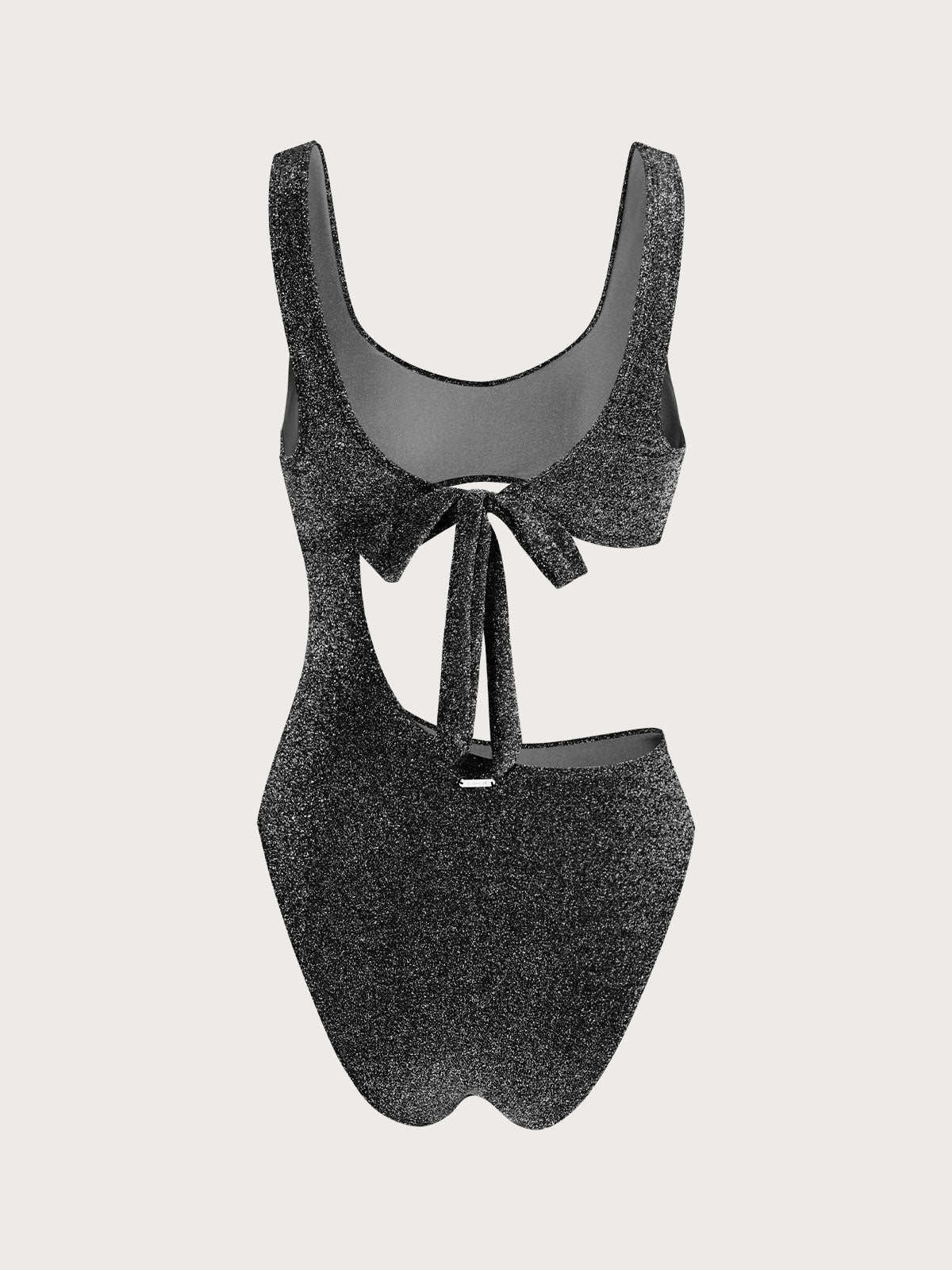 Black Lurex Cut Out One-Piece Swimsuit