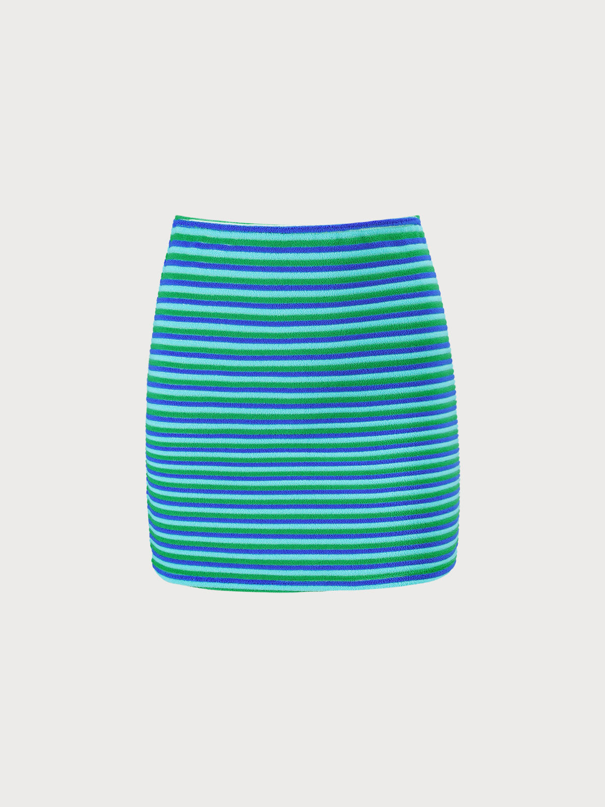 Blue Plush Texture Stripe Cover-Up Skirt