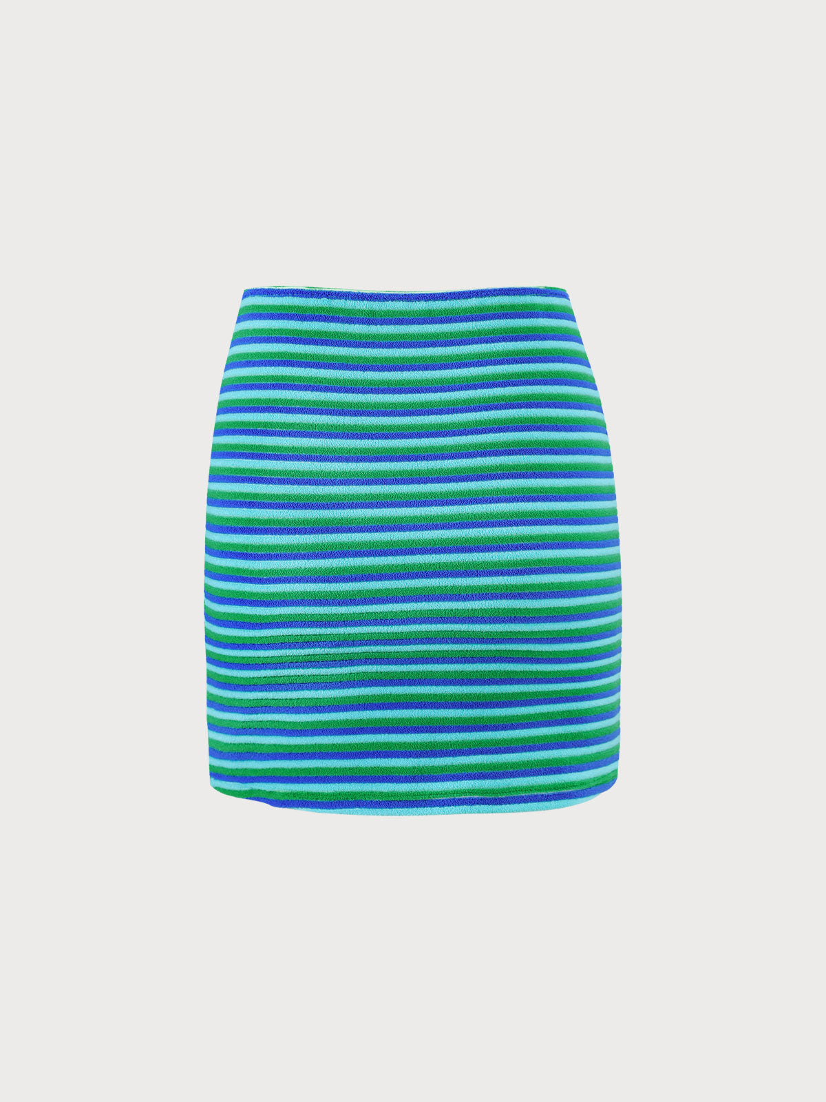 Blue Plush Texture Stripe Cover-Up Skirt