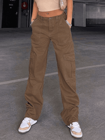 Pocket Detail Straight Cargo Jeans