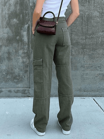 Pocket Patched Straight Cargo Jeans